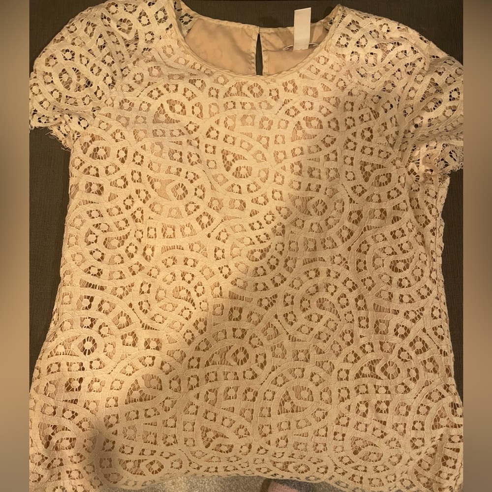 Gently used J. Crew lace ivory shirt.